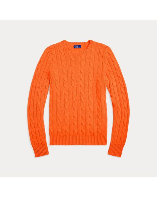 Polo Ralph Lauren Kabelgebreide Kasjmier Trui in het Orange