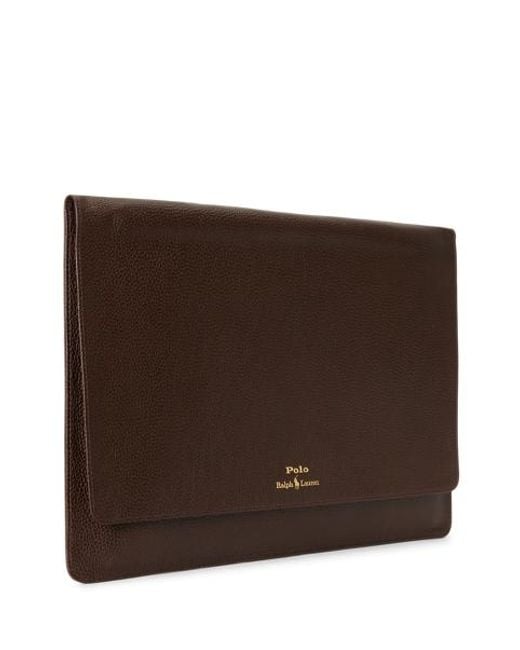 Polo Ralph Lauren Brown Pebbled Leather Laptop Sleeve for men