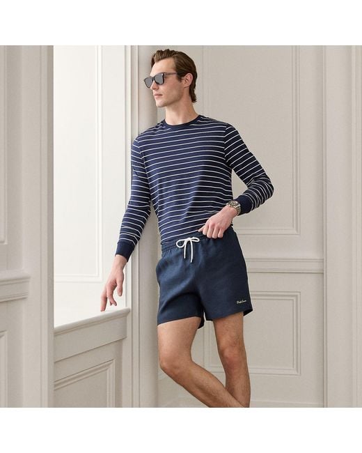 Ralph Lauren Blue 11.5 Cm Amalfi Linen Swimming Shorts for men