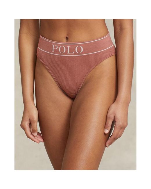 Polo Ralph Lauren Naadloze Slip Met Hoge Taille En Logo in het Pink