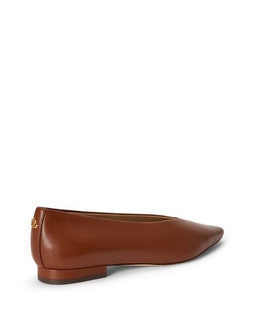 Ralph Lauren Brown Audri Nappa Leather Ballet Flat