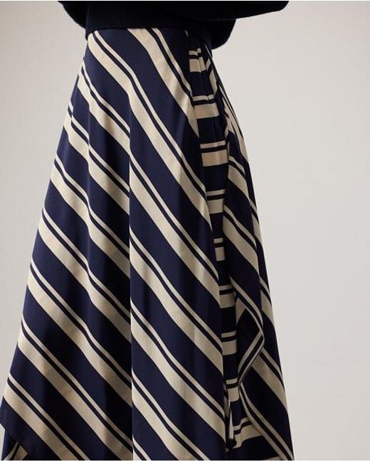 Ralph Lauren Blue Tilda Striped Crepe De Chine Skirt