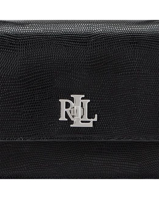 Lauren by Ralph Lauren Black Lizard-embossed Medium Sophee Bag