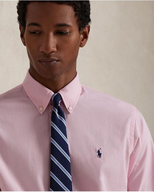 Polo Ralph Lauren Pink Custom Fit Stretch Poplin Shirt for men