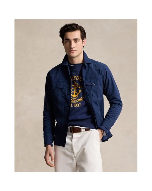Polo Ralph Lauren Blue Washed Twill Overshirt for men