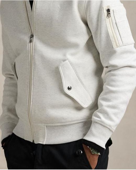 Polo Ralph Lauren White Double-Knit Bomber Jacket for men
