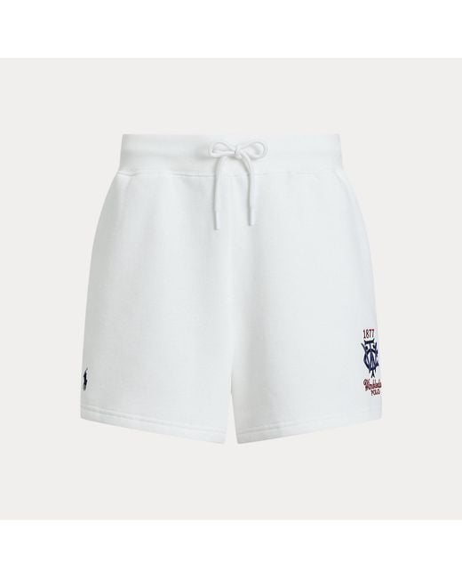 Ralph Lauren White Wimbledon 14 Cm Fleece Shorts for men