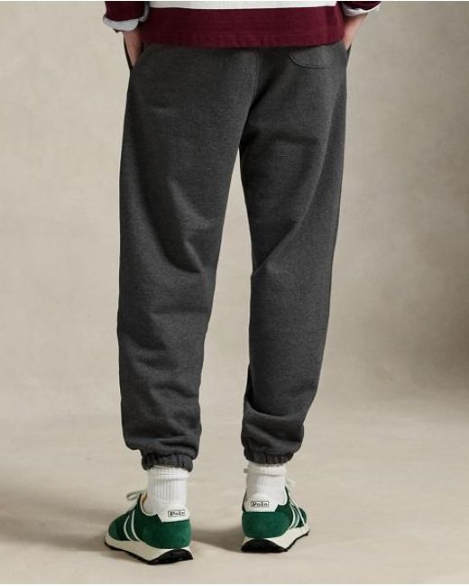 Polo Ralph Lauren Black Relaxed Fit Logo Fleece Tracksuit Bottom for men