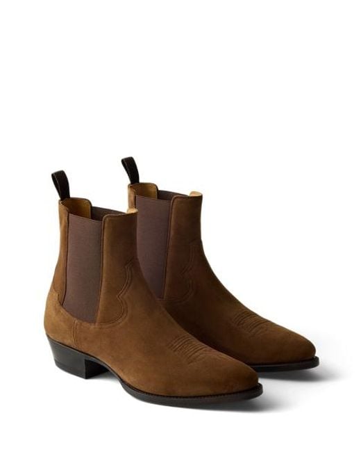 Ralph Lauren Brown Calf-Suede Chelsea Western Boot for men