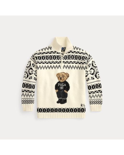 Polo Ralph Lauren Brown Ski Polo Bear Wool-Cashmere Quarter-Zip