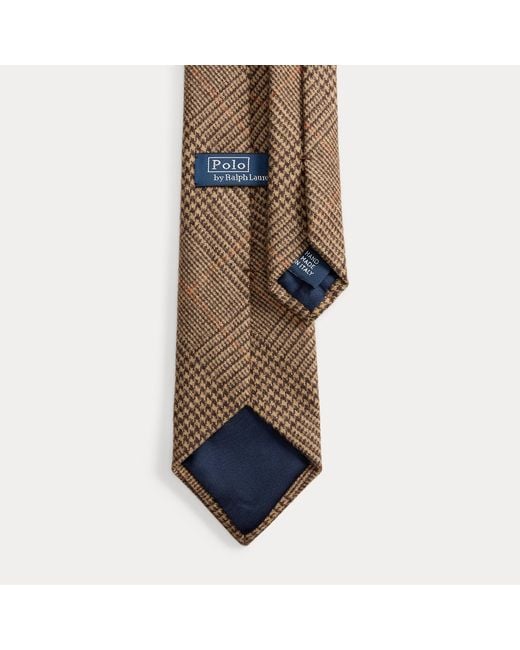 Polo Ralph Lauren Brown Embroidered Plaid Wool Tie for men