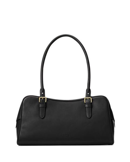 Ralph Lauren Black Large Leather Marcy Zip Satchel