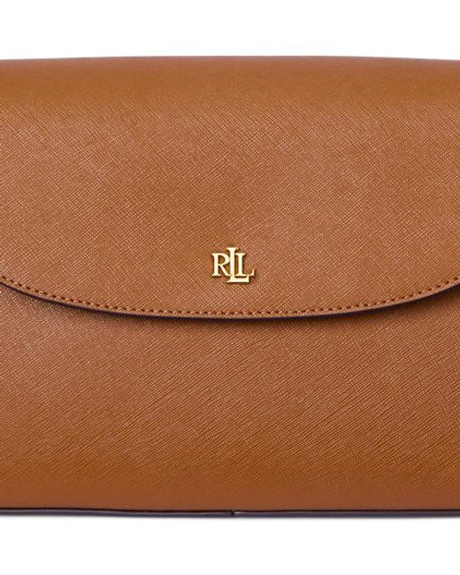 Ralph Lauren Brown Crosshatch Medium Schylar Shoulder Bag