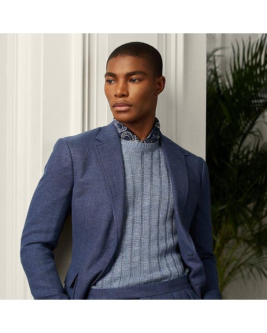 Ralph Lauren Purple Label Kent Herringbone Suit Jacket in Blue for Men ...
