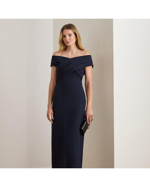 Ralph Lauren Blue Ralph Lauren Crepe Off-The-Shoulder Gown