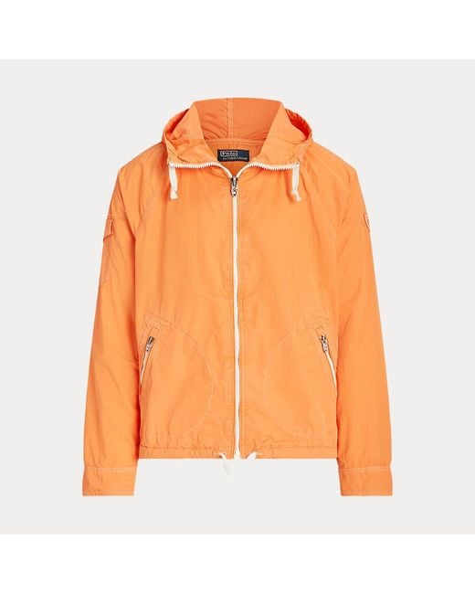 Ralph Lauren Orange Garment-dyed Twill Hooded Jacket for men