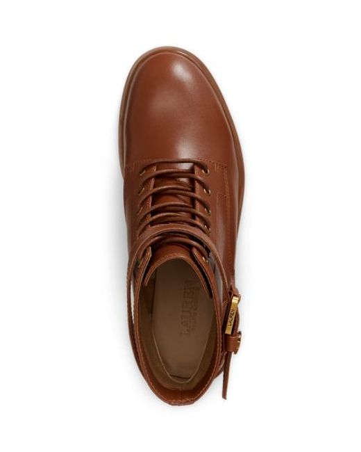 Ralph Lauren Brown Allyson Calfskin Logo-Keeper Bootie