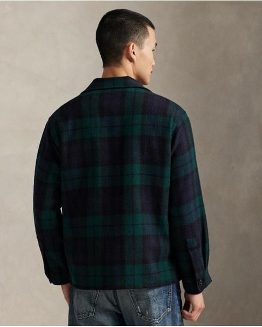Polo Ralph Lauren Blue Plaid Wool-Alpaca Tweed Overshirt for men