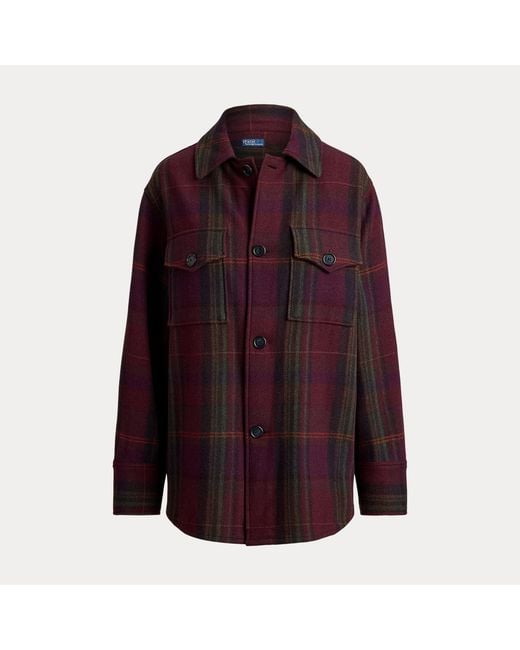 Polo Ralph Lauren Black Plaid Wool-Blend Twill Shirt Jacket
