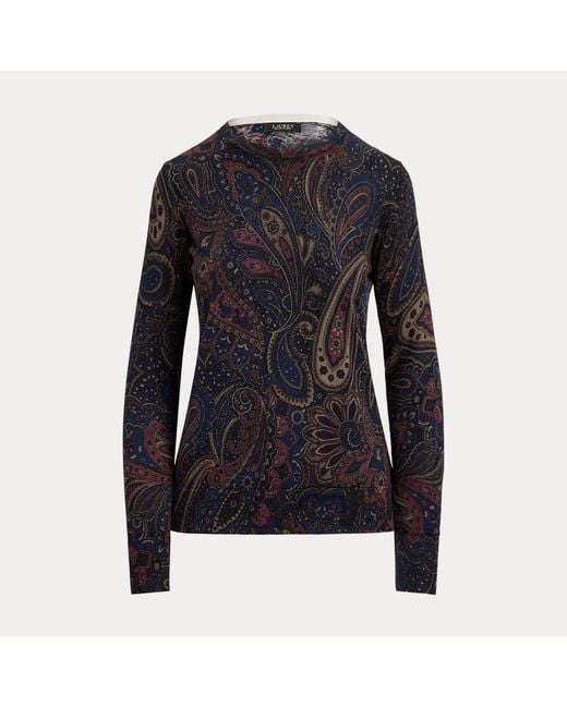 Ralph Lauren Black Cotton-Modal Paisley Jumper