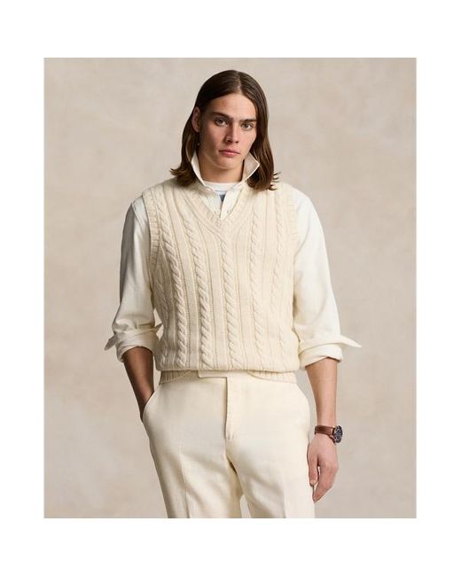 Gilet in maglia di cotone e cashmere di Polo Ralph Lauren in Natural da Uomo