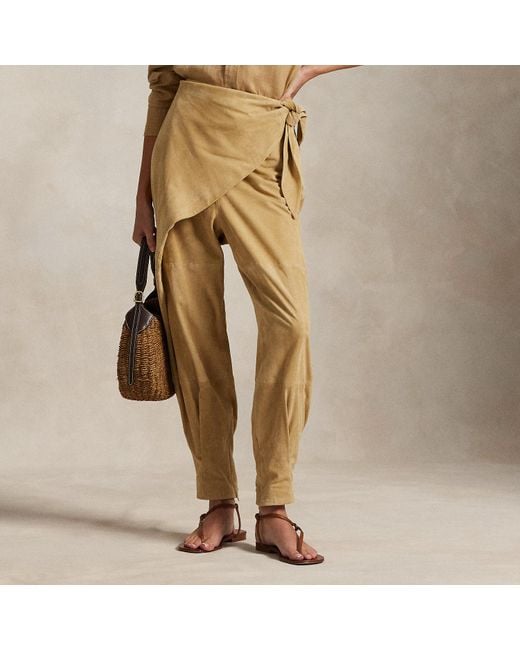 Polo Ralph Lauren Natural Suede Tapered Wrap Trouser