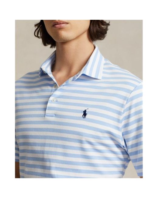 Polo Ralph Lauren Blue Custom Slim Fit Soft Cotton Polo Shirt for men