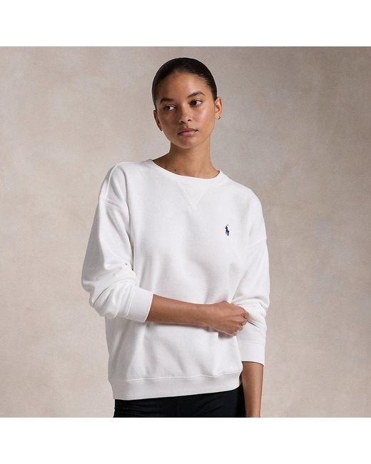 Polo Ralph Lauren White Lightweight Fleece Crewneck Pullover