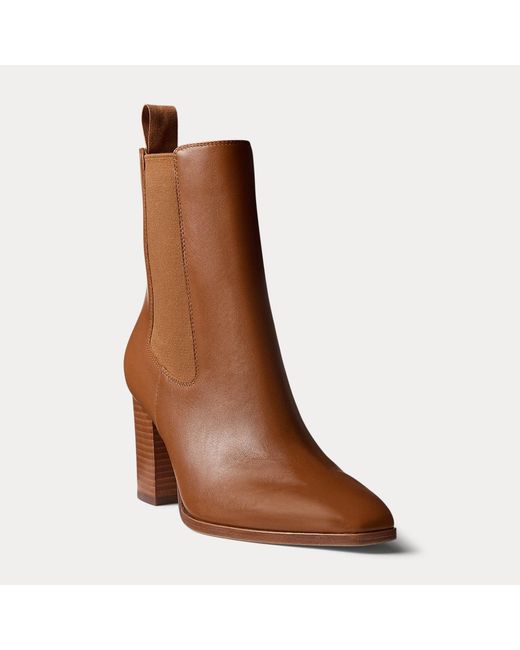 Ralph Lauren Brown Raelynn Calfskin Bootie