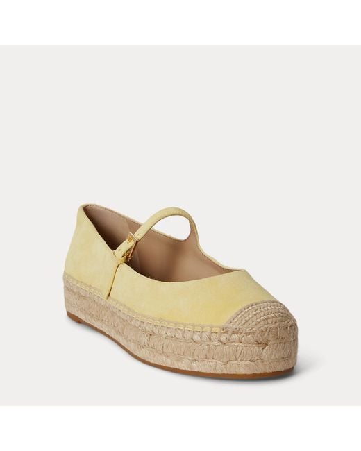Ralph Lauren Natural Luize Suede Mary Jane Espadrille