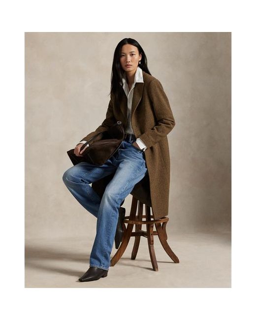 Polo Ralph Lauren Blue Wool-Blend Herringbone Coat