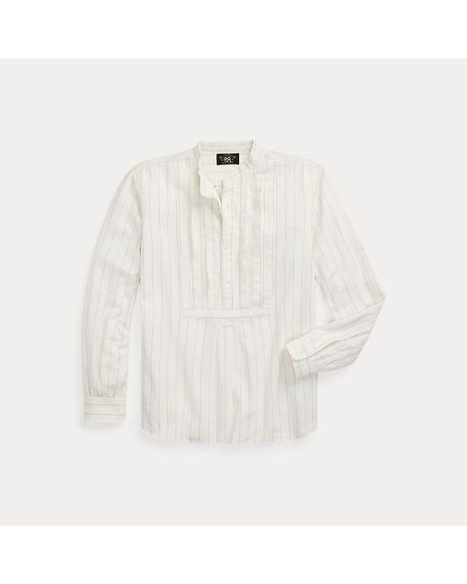 RRL White Striped Twill Popover Shirt for men
