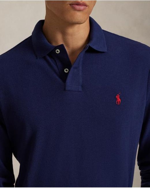 Polo Ralph Lauren Blue Custom Slim Fit Mesh Polo Shirt for men