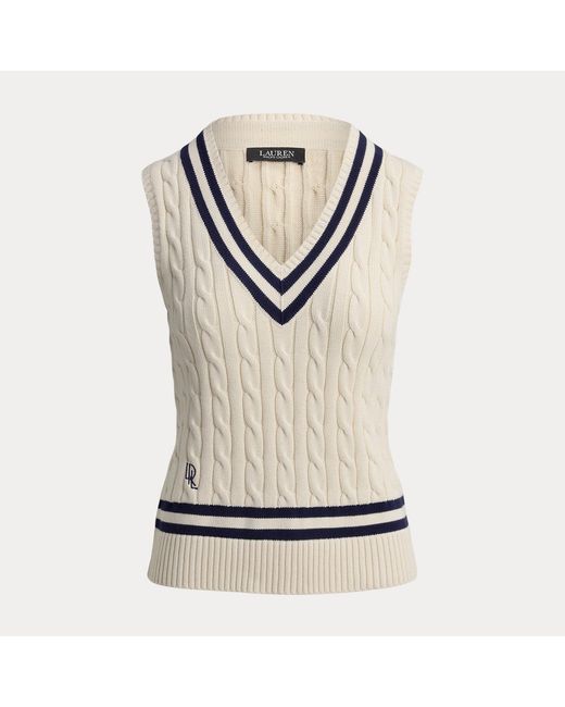 Ralph Lauren Natural Cable-Knit Cotton Cricket Sweater Vest