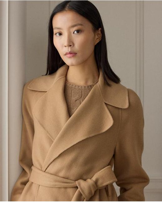 Ralph Lauren Natural Leonarda Cashmere Wrap Coat