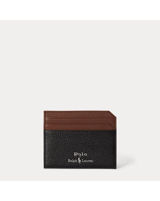 Polo Ralph Lauren Black Two-Tone Leather Card Case for men