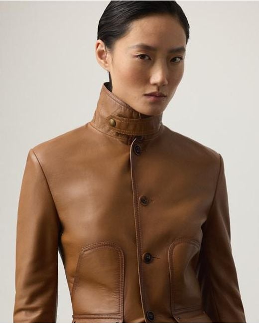 Ralph Lauren Brown Jacke Naylor Aus Poliertem Lammleder