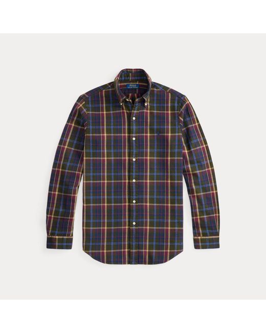 Polo Ralph Lauren Gray Custom Fit Plaid Flannel Shirt for men