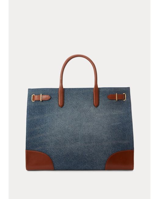 Ralph Lauren Blue Ralph Lauren Leather-trim Denim Large Devyn Tote Bag