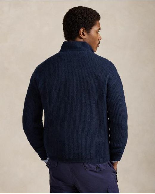 Polo Ralph Lauren Blue Quarter-Zip Mockneck Jumper for men