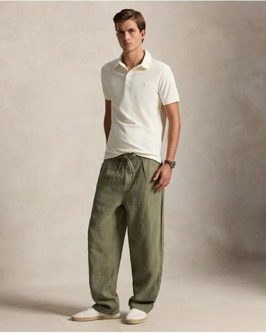 Polo Ralph Lauren Green Lateef Relaxed Fit Pleated Linen Trouser for men