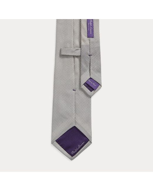 Ralph Lauren Gray Geometric-Print Cashmere-Silk Tie for men