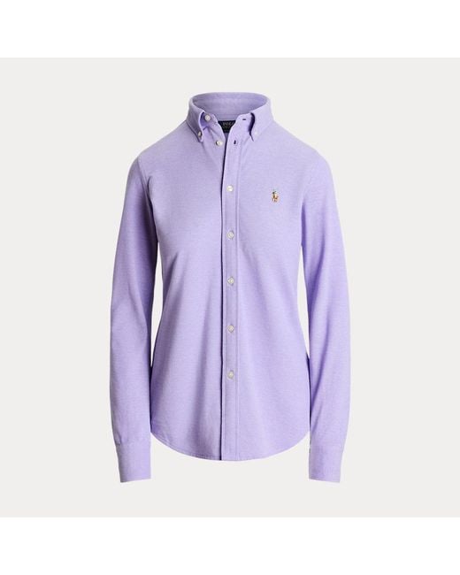 Polo Ralph Lauren Purple Slim Fit Knit Cotton Oxford Shirt