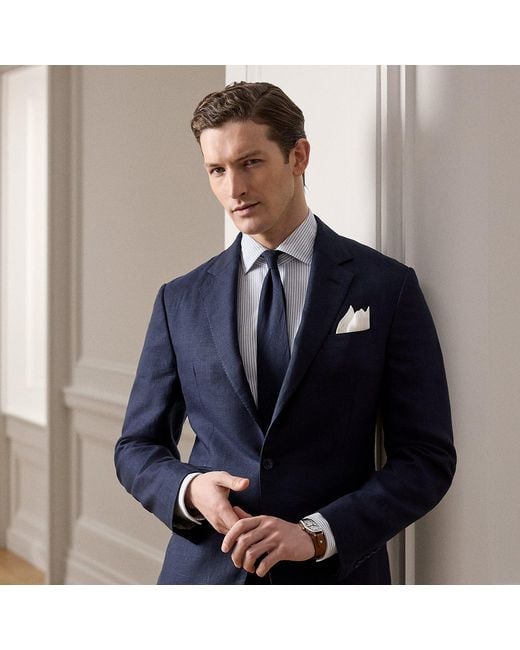 Ralph Lauren Blue Kent Hand-Tailored Plaid Suit Jacket for men