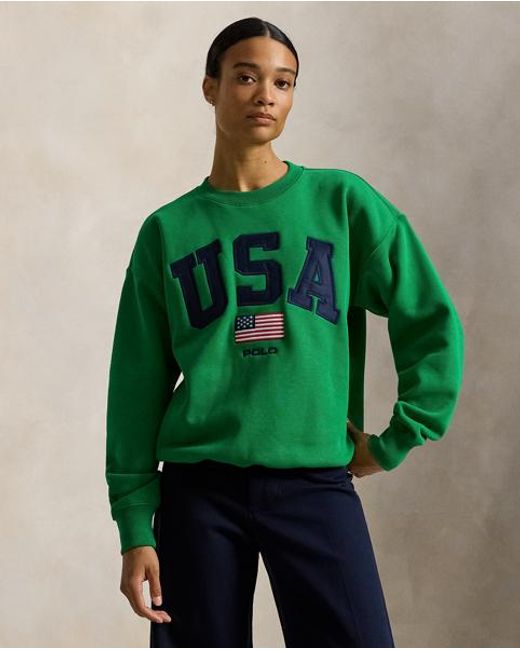 Polo Ralph Lauren Green Vintage Fit Flag Fleece Sweatshirt for men