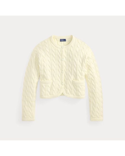 Polo Ralph Lauren Natural Cable-Knit Cotton-Blend Cardigan