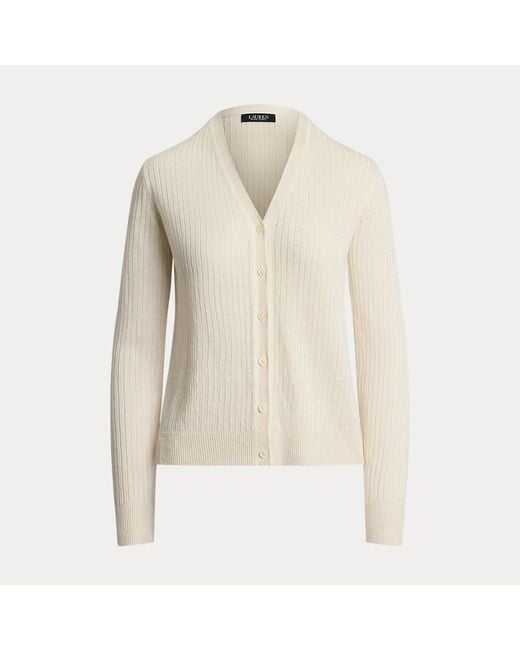 Cardigan Côtelé Col En V En Lin Mélangé Ralph Lauren en coloris Natural