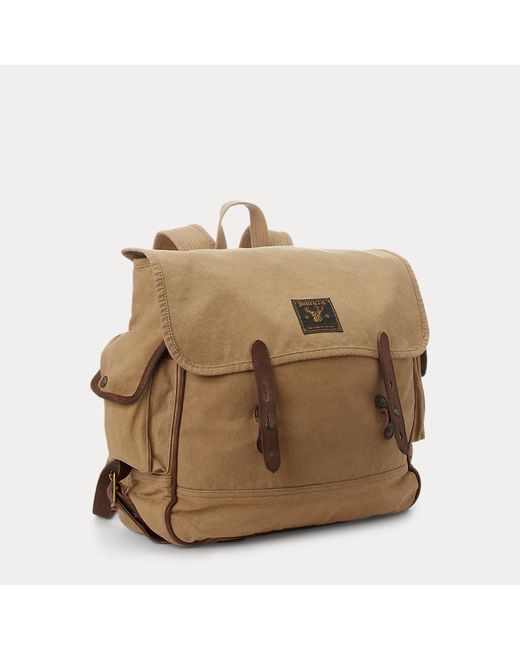 RRL Natural Leather-trim Canvas Backpack for men