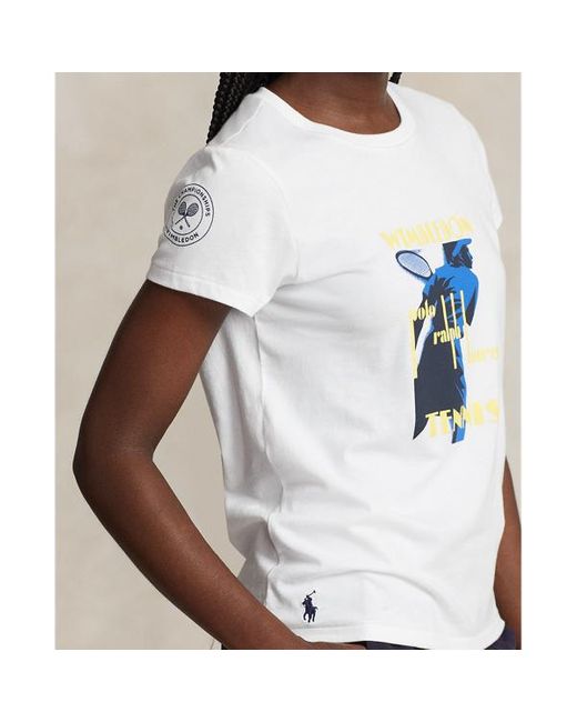 Polo Ralph Lauren White Grafik-T-Shirt Wimbledon aus Jersey