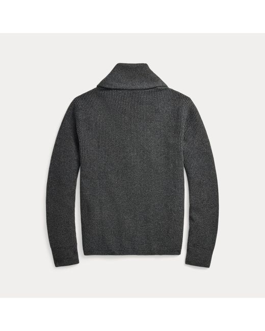 RRL Gray Waffle-Knit Cashmere Cardigan for men